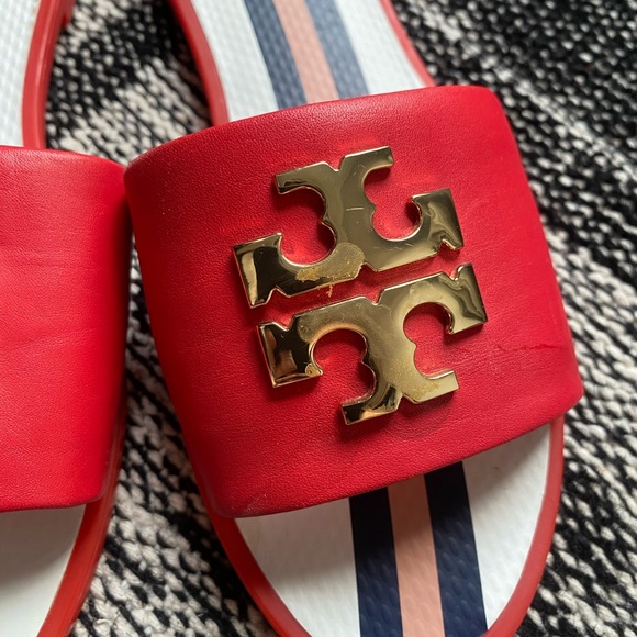 Tory Burch Everly Red Sandal Slides Nantucket Red SIZE 6 - Picture 6 of 7